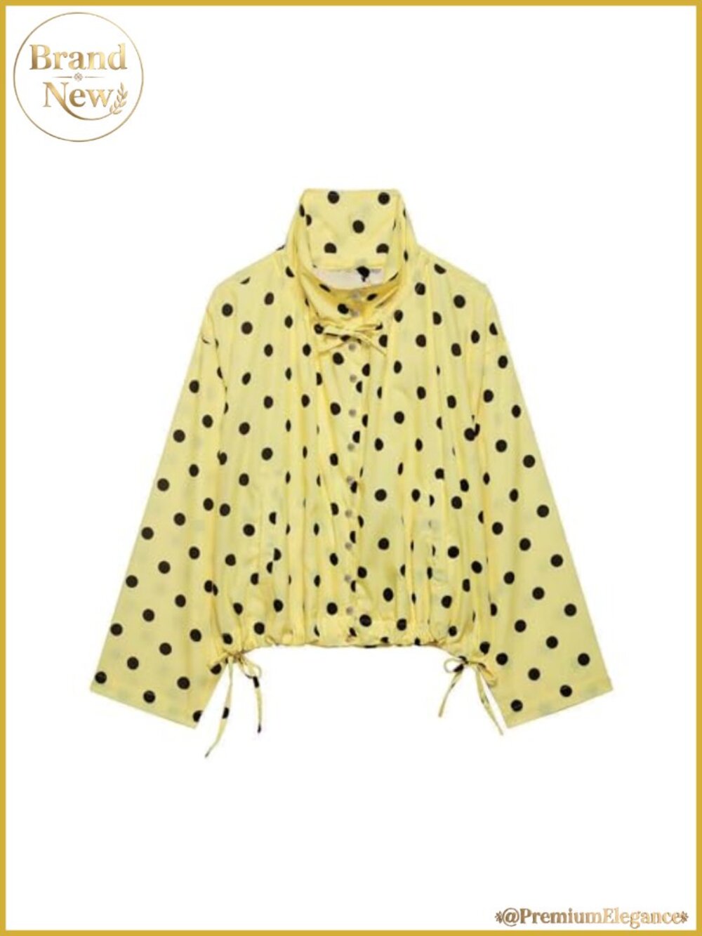 Women's Cropped Polka Dot Jacket Button Front Tie Casual Coat